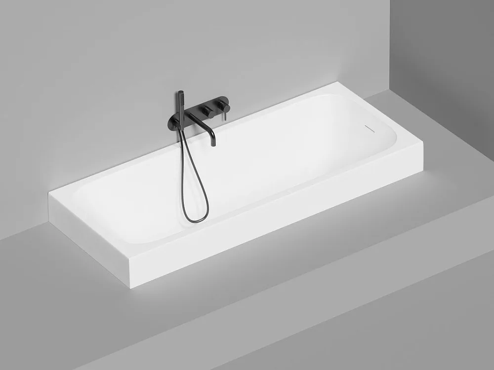 Ванна из искусственного камня Salini Orlanda Kit 170x70 см, встраиваемая, белая, со сливом-переливом Sancos — официальный сайт