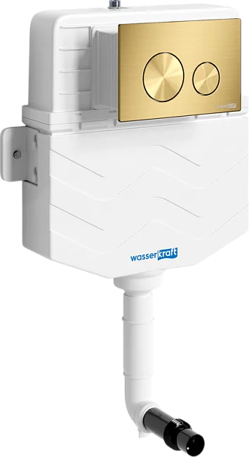 Смывной бачок скрытого монтажа Wasserkraft Aller 10TLT.031.ME.MG02, с кнопкой смыва матовое золото Sancos — Оригинал