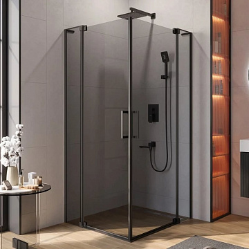 Душевой уголок Cezares Slider A 2 90/100 Grigio Nero профиль черный, стекло серое