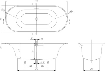 Акриловая ванна Villeroy & Boch Cetus 175x75 см, UBQ175CEU7V-01