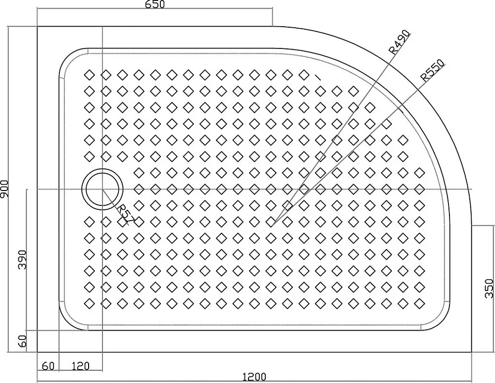 Поддон для душа Cezares Tray TRAY-A-RH-120/90-550-15-W-R R120х90 R, с сифоном Sancos — официальный сайт