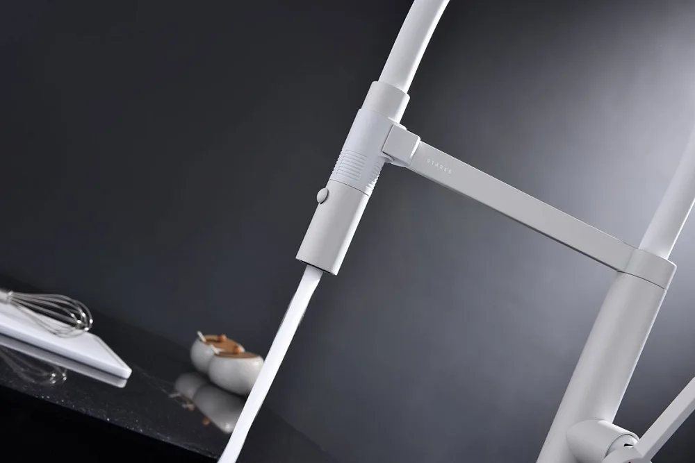 Смеситель для кухни Paulmark Leader Le214101-WH, белый матовый, с гибким изливом Sancos — официальный сайт