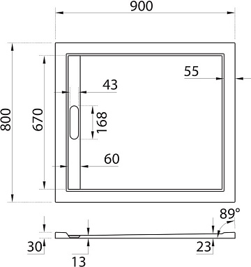 Поддон для душа Cezares TRAY-AS-AH-90/80-30-W 90x80, белый