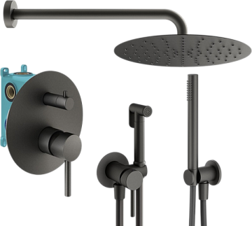 Комплект для ванной Plumberia Selection Ixo KITZXO18GR С ВНУТРЕННЕЙ ЧАСТЬЮ, графит матовый