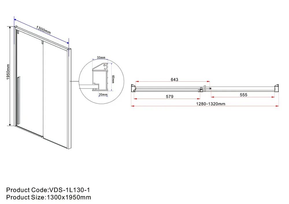 Душевая дверь в нишу Vincea Lugano VDS-1L130CLGM-1 130 см, профиль вороненая сталь, стекло прозрачно Sancos — официальный сайт