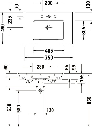 Мебельная раковина Duravit White Tulip 75