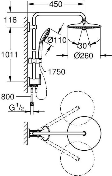 Душевая стойка Grohe Vitalio Joy 260 27357002