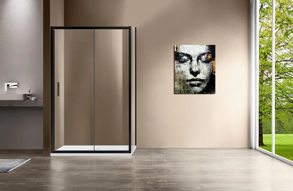 Душевой уголок Vincea Garda VSR-1G9015CLB 150x90 см, профиль черный, стекло прозрачное Sancos — официальный сайт