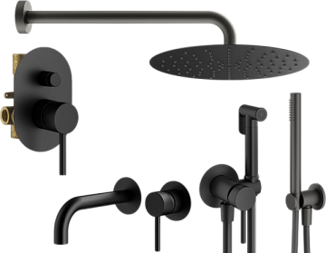 Комплект для ванной Plumberia Selection Ixo KITZXO15NO210 С ВНУТРЕННЕЙ ЧАСТЬЮ, черный матовый