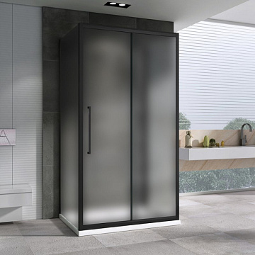 Душевой уголок Abber Schwarzer Diamant AG30150BMH-S90BM-S90BM 150x90, профиль черный, стекло матовое