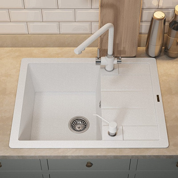 Кухонная мойка кварцевая Uperwood Quartz UPD-03-01, прямоугольная, белая