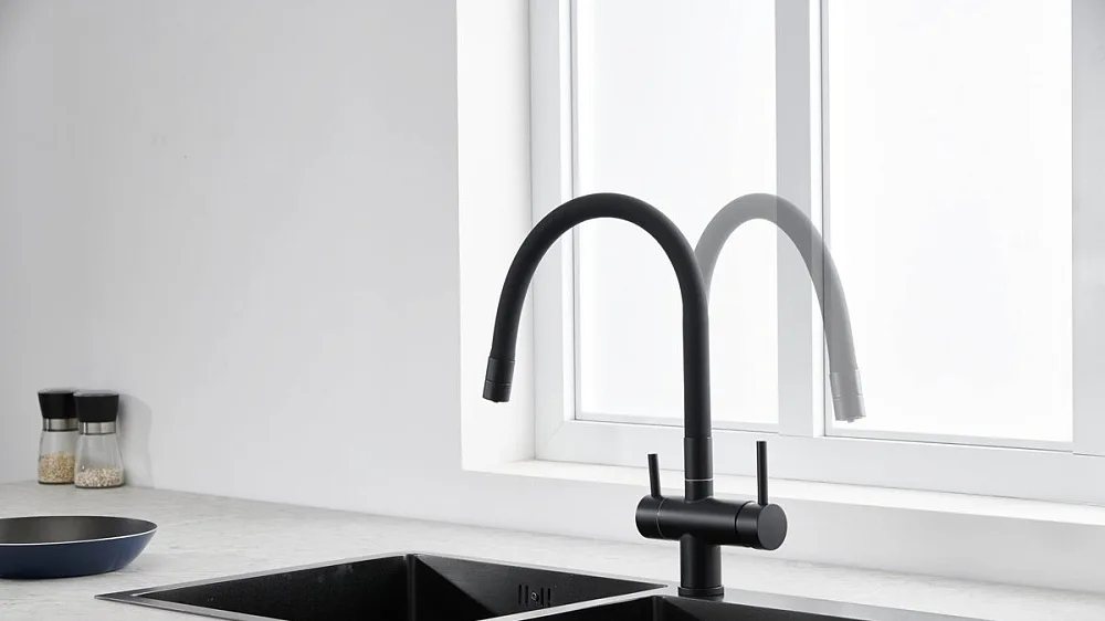 Смеситель для кухни Emar Steel ЕС - 3015 black Sancos — официальный сайт