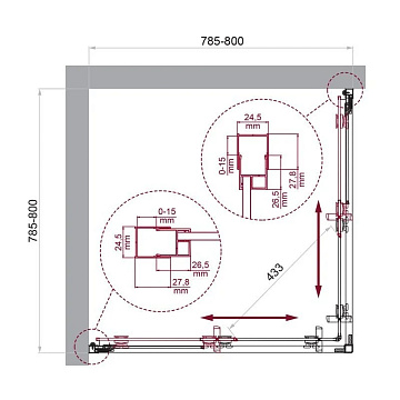 Душевой уголок BelBagno Luce A-2-80-C-ORO 80x80, профиль золото, стекло прозрачное