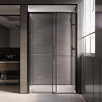 Дверь для душевого уголка Veconi Premium Trento PTD-40B 130 см, профиль черный матовый, стекло прозр