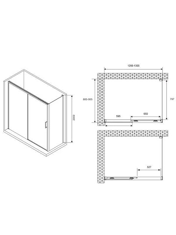 Душевой уголок Abber Komfort AG93130B-S92B 130х90 см, профиль черный, стекло прозрачное