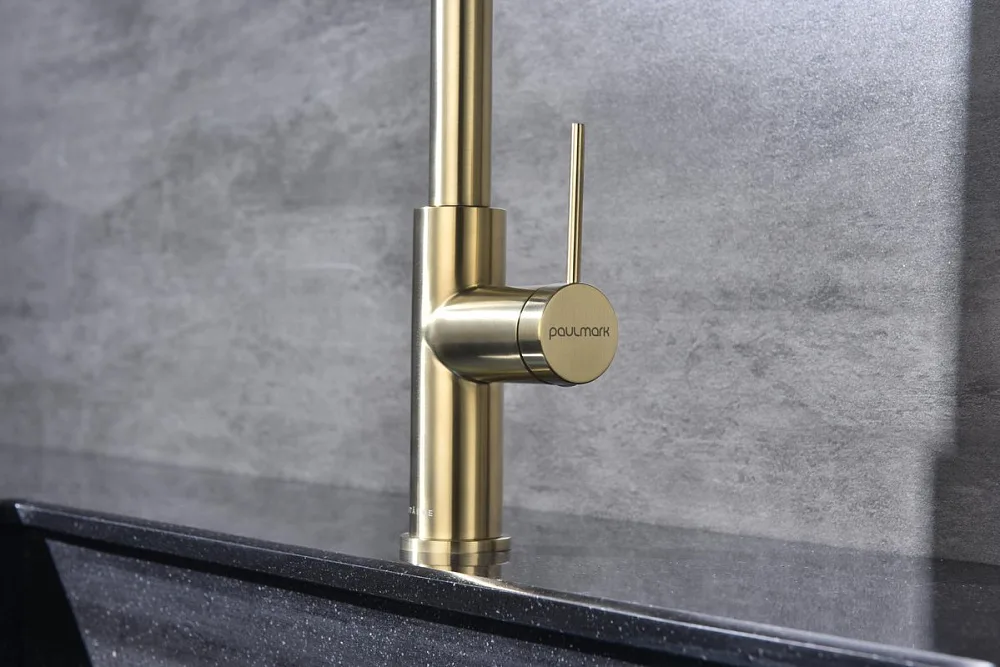 Смеситель для кухни Paulmark Galant Ga213077-SBG светлое брашированное золото Sancos — официальный сайт