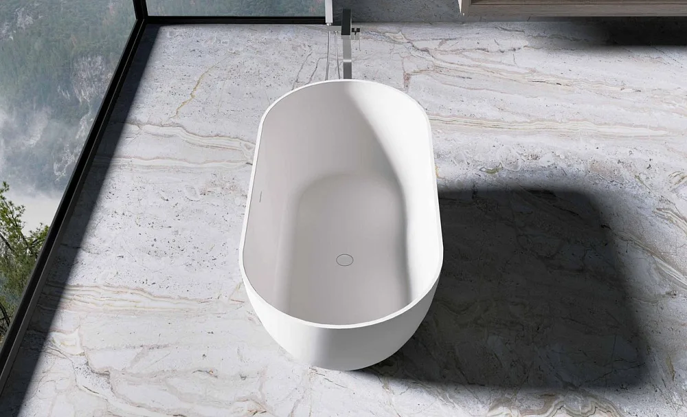 Ванна из искусственного камня Vincea VBT-4S04MW 170x80 см, отдельностоящая, матовая белая, овальная, Sancos — официальный сайт