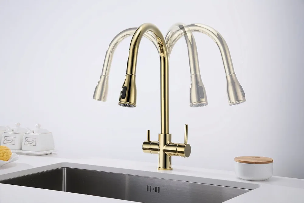 Смеситель для кухни Paulmark Lange 214212-G, золото Sancos — официальный сайт