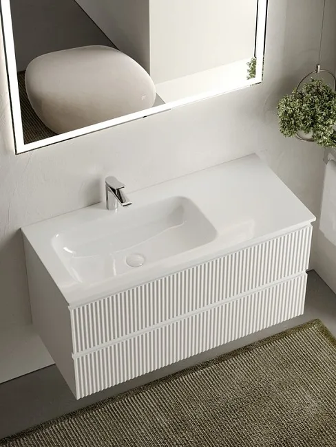 Тумба под раковину Sancos Snob R 100 подвесная Bianco (белый), SNR100LW Sancos — Оригинал