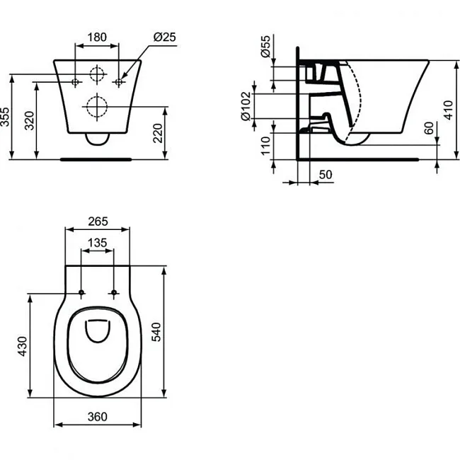 Чаша для унитаза подвесного Ideal Standard Connect Air AquaBlade E005401 Sancos — Оригинал