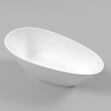 Ванна из искусственного камня WHITECROSS Spinel C 150x70 см, отдельностоящая, белая, овальная, с дон