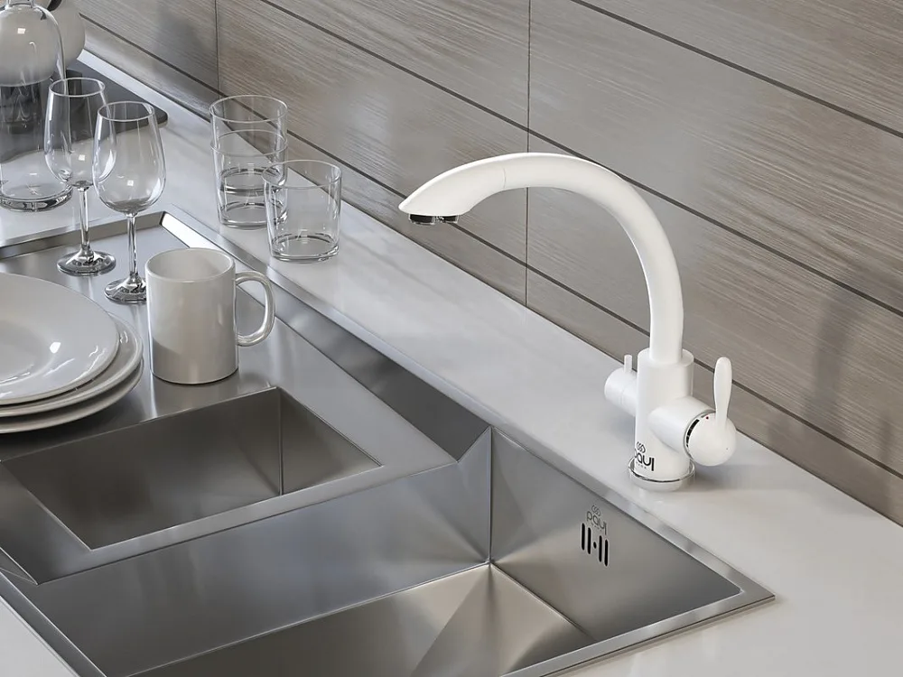 Смеситель для кухни Paulmark Essen Es213001-WH белый матовый Sancos — официальный сайт