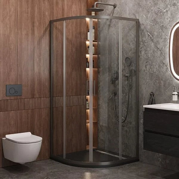 Душевой уголок Cezares Molveno R 2 90 C GM IV 90х90 см, профиль оружейная сталь, стекло прозрачное