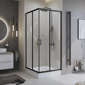 Душевой уголок BelBagno Uno -195 A 2 90 C Nero профиль черный, стекло прозрачное