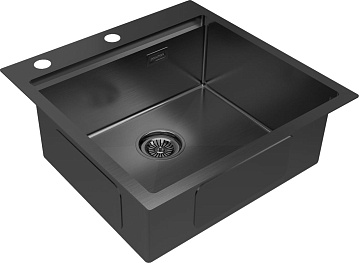 Мойка кухонная Paulmark Kroner + Pro PM705151-GM+R405-GM вороненая сталь