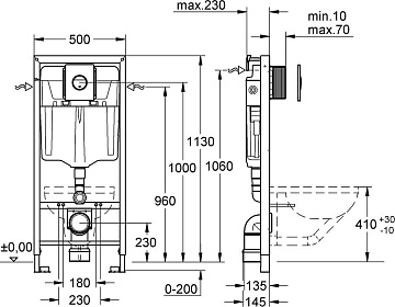 Система инсталляции для унитазов Grohe Rapid SL 38813001, 4 в 1 с кнопкой смыва