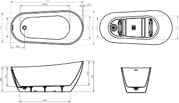 Акриловая ванна BelBagno 170x80 см, BB704