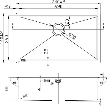 Мойка кухонная Zorg Inox R 7444