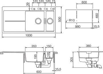 Мойка кухонная Schock Horizont 60D Cristadur аворио, интегрированная