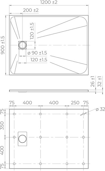 Поддон для душа RGW TSS W 120x90