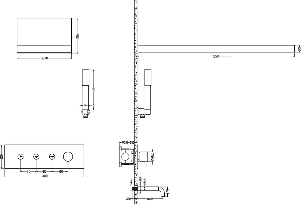 Душевой комплект Boheme Fusion 130-2-MW, С ВНУТРЕННЕЙ ЧАСТЬЮ, Matt White Sancos — официальный сайт