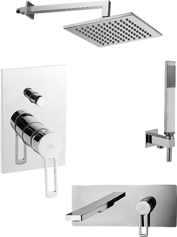 Комплект для ванной Paffoni Ringo KITRIN015CR105KING С ВНУТРЕННЕЙ ЧАСТЬЮ, верхний душ 30 см, хром