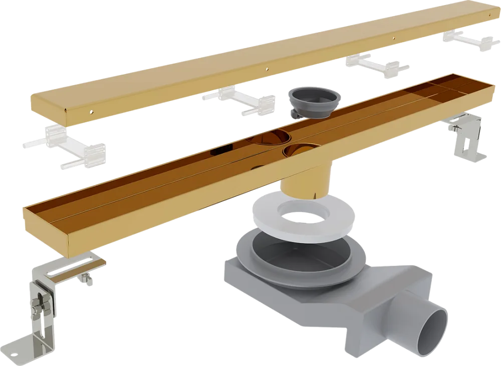 Душевой трап (лоток) Plumberia Selection PSL Linear 100 см, золото 24К Sancos — официальный сайт