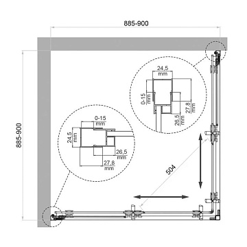 Душевой уголок BelBagno Luce LUCE-A-2-90-P-ORO 90х90 см, профиль золото, стекло рифленое
