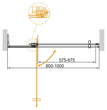Душевая дверь в нишу Cezares Slider SLIDER-B-1-90/100-BR-BORO 100 см, профиль брашированное золото, 