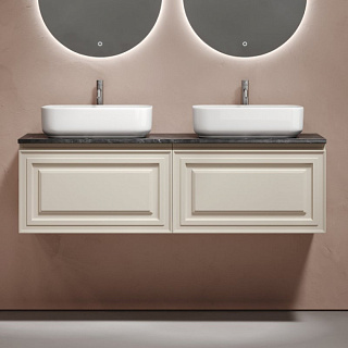 Тумба с раковиной Sancos Very 160 beige soft, столешница черный мрамор TT160A1X, раковина CN5043