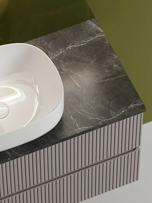 Тумба с раковиной Sancos Snob T 100 см, doha soft, столешница черный мрамор, раковина CN6018 Sancos — Оригинал