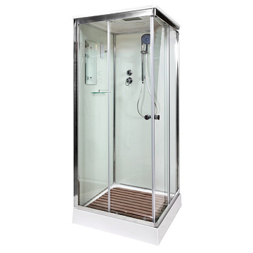 Душевая кабина DTO K401S 100х100, с электрикой, профиль хром, стекло прозрачное