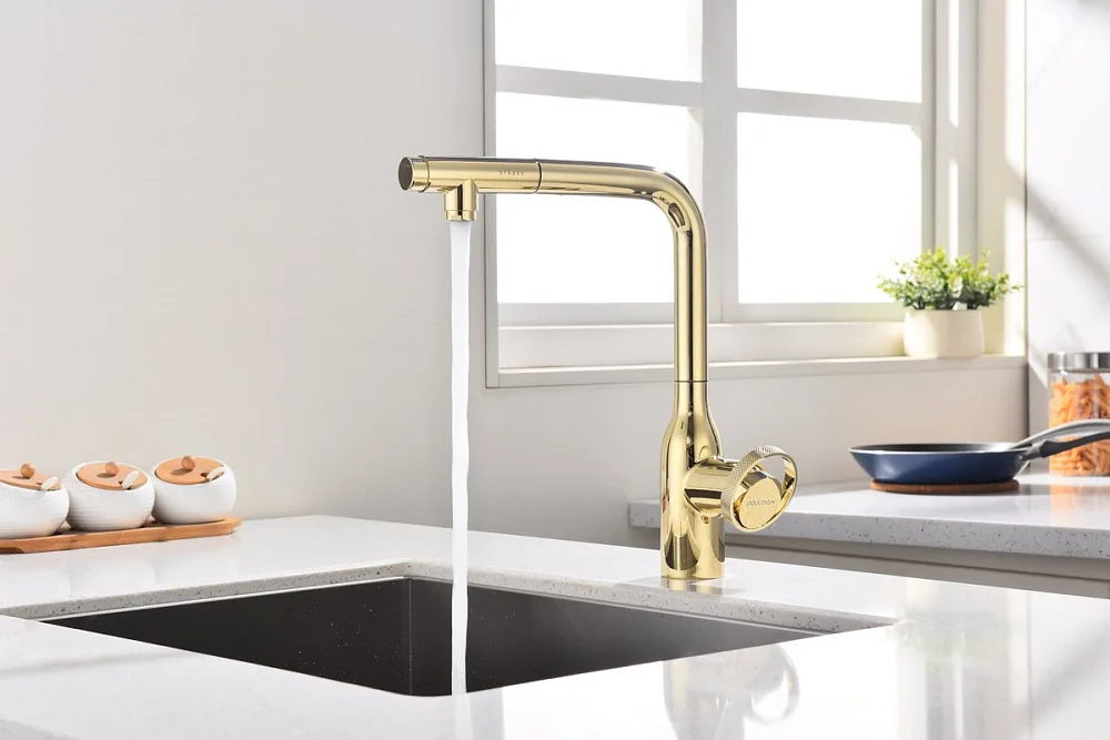 Смеситель для кухни Paulmark Urban Ur213104-G золото Sancos — официальный сайт