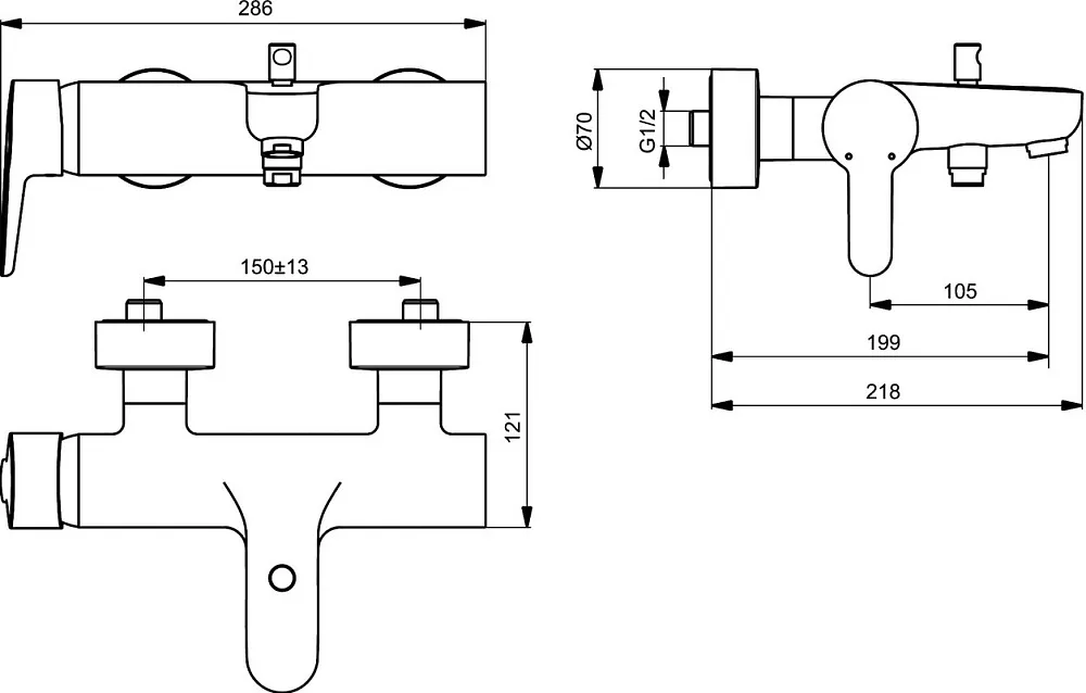 Смеситель для ванны с душем Ideal Standard Connect blue Connect Blue B9921AA Sancos — официальный сайт