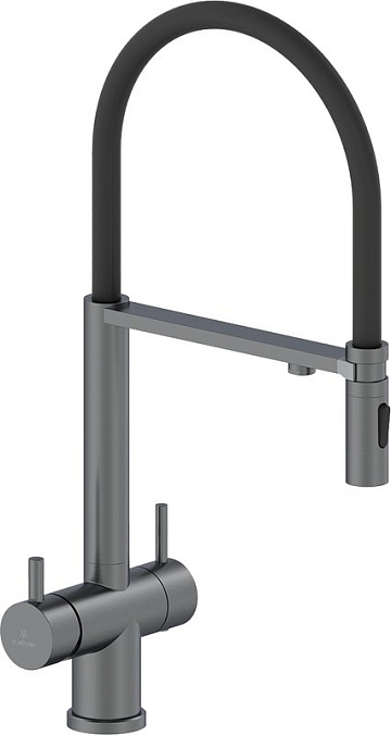 Смеситель для кухни AltroBagno Flusso 050203 GrMt с гибким изливом, оружейная сталь