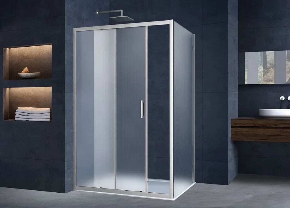 Душевой уголок Vincea Alpha VSR-3AL8013MT 130х80 см, профиль хром, стекло текстурное Sancos — официальный сайт