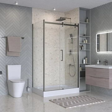 Душевой уголок BelBagno Marino 2 AH-1-110/80-C-GM 110x80, профиль оружейная сталь, стекло прозрачное