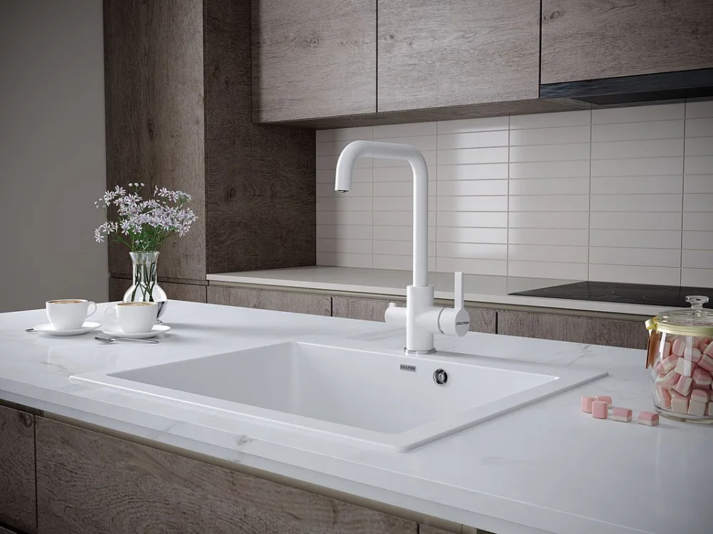 Смеситель для кухни Paulmark Logas Lo213021-331 белый Sancos — официальный сайт