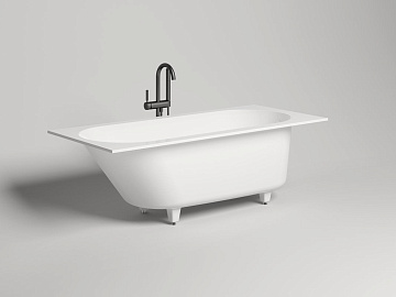 Ванна из искусственного камня Salini Ornella S-Sense 170x70 см, встраиваемая, матовая белая, на ножк