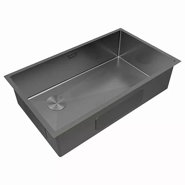 Мойка кухонная Paulmark NEXT-SKEW 74-L UNI PM887444-L-GM вороненая сталь